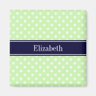 Monogram für Sellerie und White Polka Dots Navy Magnet