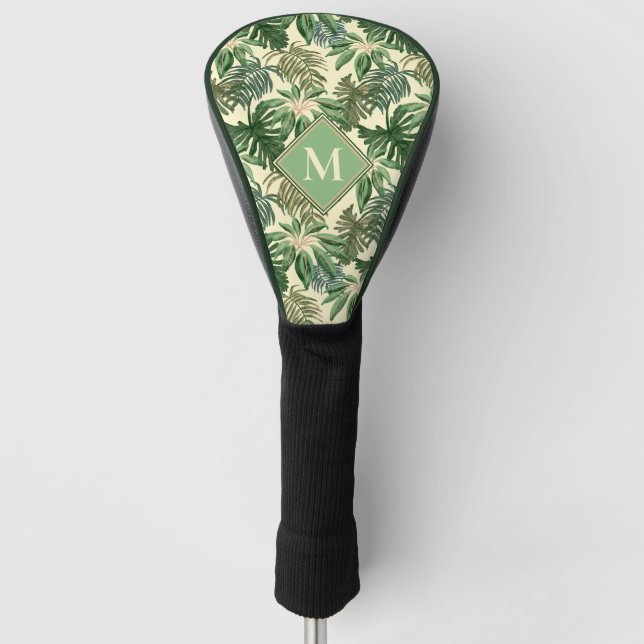 Monogram für tropische Palm-Blätter Golf Headcover (Vorderseite)