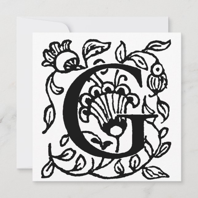 Monogram G Initial Black and White Floral Pattern (Vorderseite)