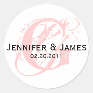 Monogram G Save the Date Hochzeitsticker Runder Aufkleber