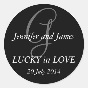 Monogram G Stickers for Weddings Black