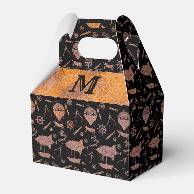 Monogram-Gable für Steampunk-Rusty-Schiffe Geschenkschachtel (Vorderseite)