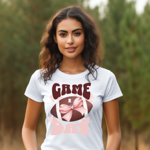 Monogram Game Day Football Mama T-Shirt