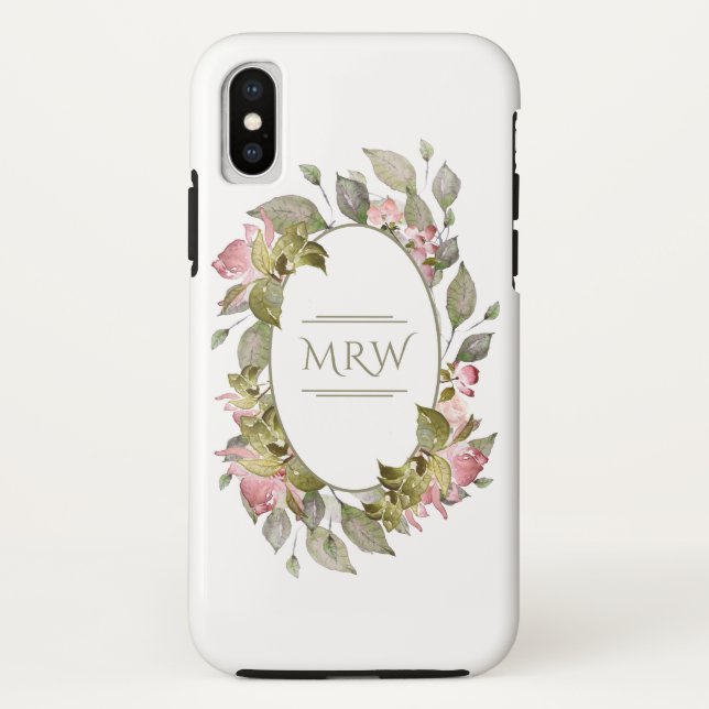 Monogram Garden Floral Case-Mate iPhone Hülle (Rückseite)