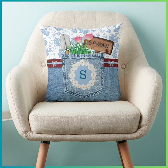 Monogram Garden Spring Decorative Throw Kissen (Monogram Garden Spring Decorative Pillow)