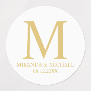 Monogram Gastgeschenk Hochzeit in Weiß und Gold el Etiketten