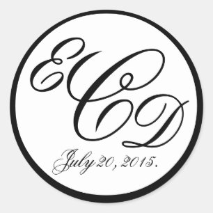 Monogram-Gastgeschenk Hochzeit Runder Aufkleber