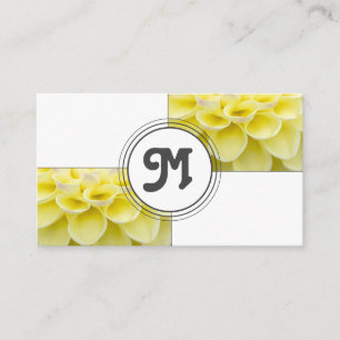 Monogram gelbe Blume Florist zwei Tonfliesen Visitenkarte