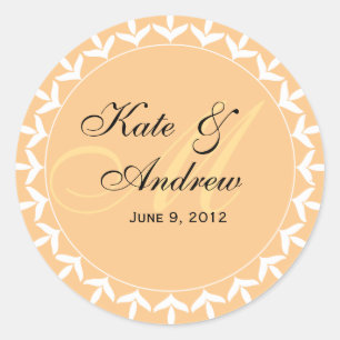 Monogram-Gelbe Hochzeit-Siegel Runder Aufkleber