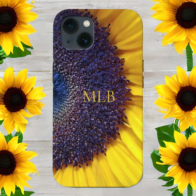 Monogram Gelbe Sonnenblume Verschließen mit Initia Case-Mate iPhone Hülle (Von Creator hochgeladen)