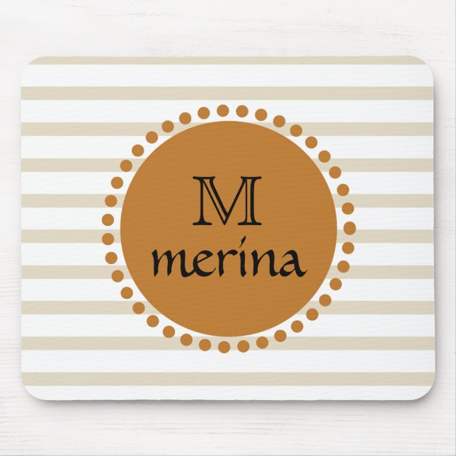 Monogram, gelber gelber Streifen Mousepad (Vorne)