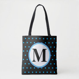 Monogram Geometric Black Polka Dots Tragetaschen Mit Langen Trägern