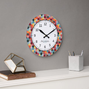 Monogram Geometric Hexagon Muster Wall Clock Große Wanduhr