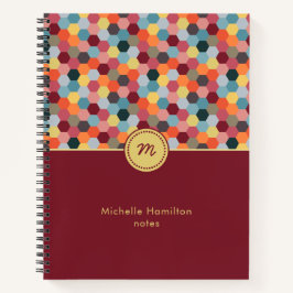Monogram Geometric Modern Hexagon Spiral Notebook Notizbuch