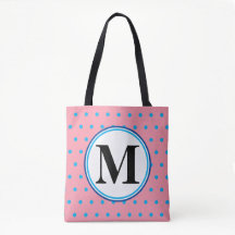 Monogram Geometric Pink Blue Polka Dots