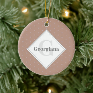 Monogram Geometric Warm Neutrals Beige Polka Dots Keramik Ornament