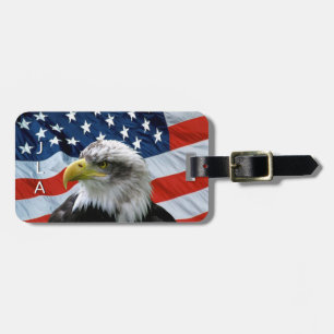 Monogram-Gepäckmarke Bald Eagle American Flag Gepäckanhänger