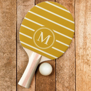 Monogram gestreift in goldenem Ocker-Farbton Tischtennis Schläger