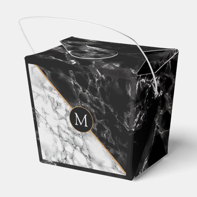 Monogram Gevor Box Schwarz-weiß Marble Stone Geschenkschachtel (Rückseite)