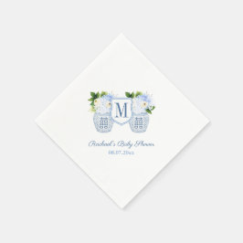 Monogram Ginger Jar Floral Boy Baby Shooting Party Serviette