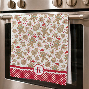 Monogram Gingerbread Man Christmas Geschirrtuch
