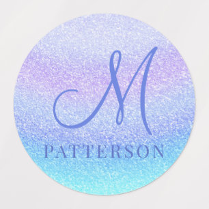 Monogram Girl Glitzer Chic Sparkle Moderner Name Etiketten