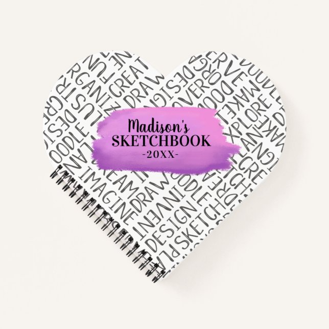 Monogram Girl Lila Artist Sketchbook Notizbuch (Vorderseite)