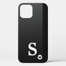 Monogram Girly Black Heart Simple Modern Chic Case