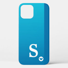 Monogram Girly Blue Heart Simple Modern Chic Case- Case-Mate iPhone Hülle