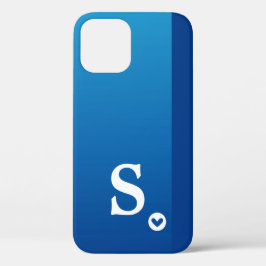 Monogram Girly Blue Heart Simple Modern Chic Case-Mate iPhone 14 Hülle