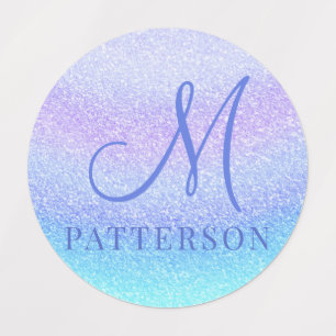 Monogram Girly Glitzer Chic Modern Name Iron Etiketten