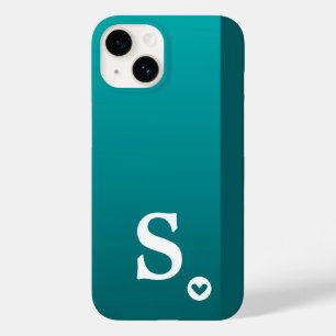 Monogram Girly Green Heart Simple Modern Chic Case