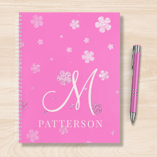 Monogram Girly Imitats Foil Floral Chic Modern Nam Notizbuch