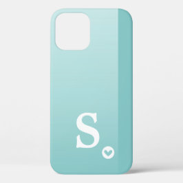 Monogram Girly Mint Green Heart Simple Modern Chic Case-Mate iPhone 14 Hülle
