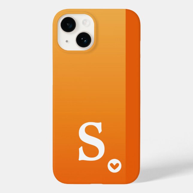 Monogram Girly Orange Heart Simple Modern Chic Case-Mate iPhone Hülle (Rückseite)