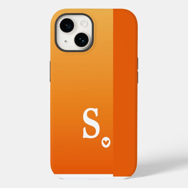 Monogram Girly Orange Herz Einfach Modern Chic Case-Mate iPhone Hülle (Rückseite)