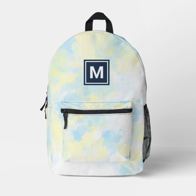 Monogram Girly Pastel Krawatte-Farbstoff-Rucksack Bedruckter Rucksack (Vorderseite)