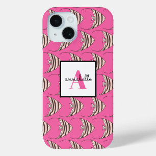 Monogram Girly Pink Fish Muster Personalisiert Case-Mate iPhone Hülle