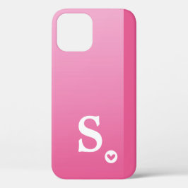 Monogram Girly Pink Heart Simple Modern Chic Case-Mate iPhone 14 Hülle
