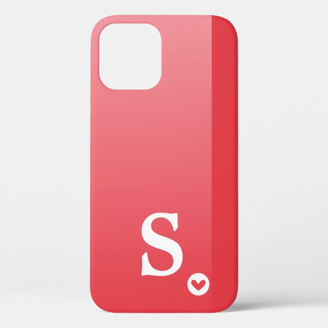 Monogram Girly Rotes Herz Einfach Modern Chic Case-Mate iPhone Hülle (Rückseite)