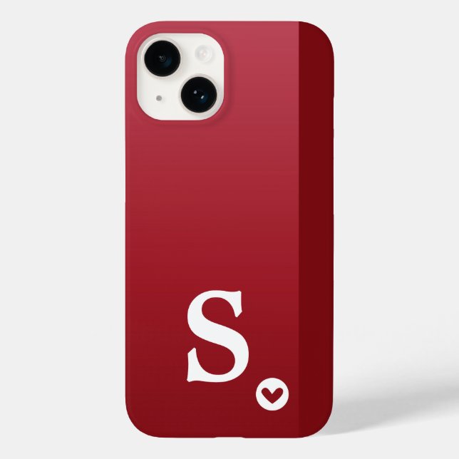 Monogram Girly Rotes Herz Einfach Modern Chic Case-Mate iPhone Hülle (Rückseite)