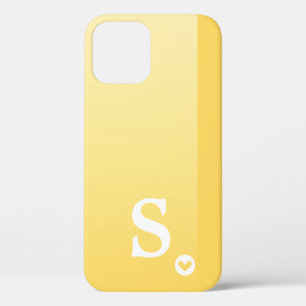 Monogram Girly Yellow Heart Simple Modern Chic Case-Mate iPhone Hülle