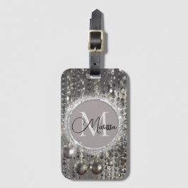 Monogram Glittery Silver Streichperlen Gepäckanhänger
