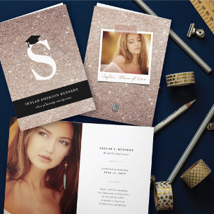 Monogram Glitzer aus Kupfer Letter S Modernes Foto Ankündigung