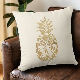 Monogram Gold Ananas auf Elfenbein Kissen