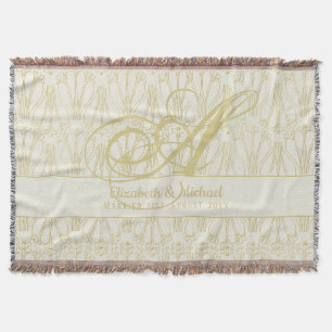 Monogram Gold ArtDeco Newlyweds Wedding Elegant Decke