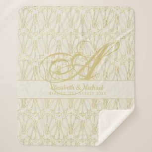 Monogram Gold ArtDeco Newlyweds Wedding Sherpadecke
