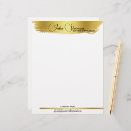Monogram Gold Black Chic Modernes Script Minimalis Briefbogen