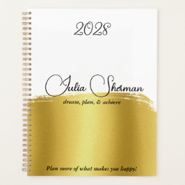 Monogram Gold Black Chic Modernes Script Minimalis Planer