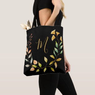 Monogram Gold Black Folior Watercolor